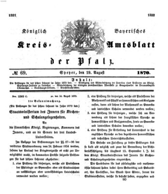 Königlich-bayerisches Kreis-Amtsblatt der Pfalz (Königlich bayerisches Amts- und Intelligenzblatt für die Pfalz) Freitag 19. August 1870