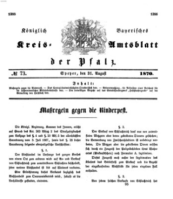 Königlich-bayerisches Kreis-Amtsblatt der Pfalz (Königlich bayerisches Amts- und Intelligenzblatt für die Pfalz) Mittwoch 31. August 1870