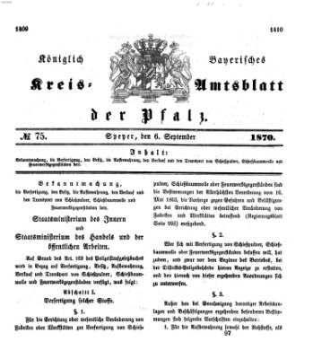 Königlich-bayerisches Kreis-Amtsblatt der Pfalz (Königlich bayerisches Amts- und Intelligenzblatt für die Pfalz) Dienstag 6. September 1870