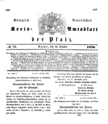 Königlich-bayerisches Kreis-Amtsblatt der Pfalz (Königlich bayerisches Amts- und Intelligenzblatt für die Pfalz) Mittwoch 12. Oktober 1870