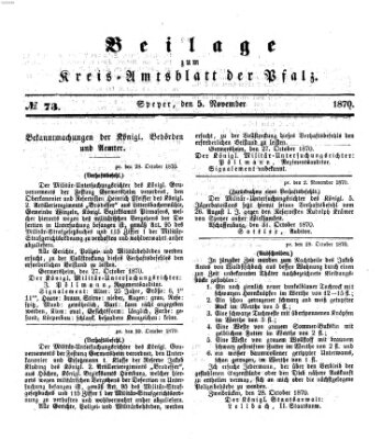 Königlich-bayerisches Kreis-Amtsblatt der Pfalz (Königlich bayerisches Amts- und Intelligenzblatt für die Pfalz) Samstag 5. November 1870