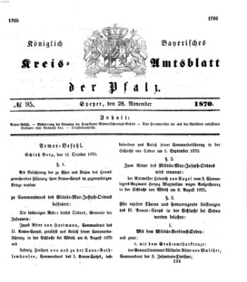 Königlich-bayerisches Kreis-Amtsblatt der Pfalz (Königlich bayerisches Amts- und Intelligenzblatt für die Pfalz) Montag 28. November 1870