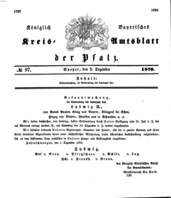 Königlich-bayerisches Kreis-Amtsblatt der Pfalz (Königlich bayerisches Amts- und Intelligenzblatt für die Pfalz) Montag 5. Dezember 1870