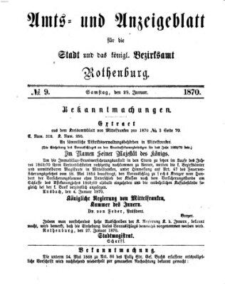 Amts- und Anzeigenblatt für die Stadt und das Königl. Bezirksamt Rothenburg Samstag 29. Januar 1870