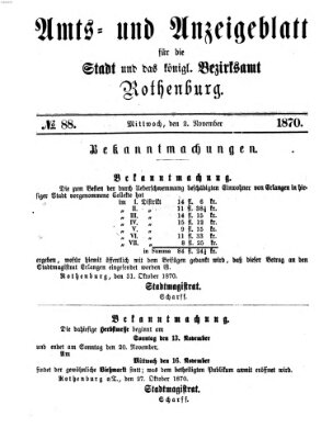 Amts- und Anzeigenblatt für die Stadt und das Königl. Bezirksamt Rothenburg Mittwoch 2. November 1870