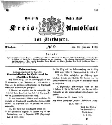 Königlich-bayerisches Kreis-Amtsblatt von Oberbayern (Münchner Intelligenzblatt) Freitag 28. Januar 1870