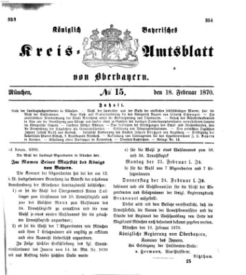 Königlich-bayerisches Kreis-Amtsblatt von Oberbayern (Münchner Intelligenzblatt) Freitag 18. Februar 1870