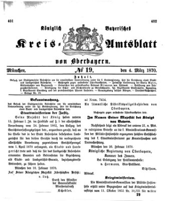 Königlich-bayerisches Kreis-Amtsblatt von Oberbayern (Münchner Intelligenzblatt) Freitag 4. März 1870