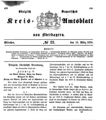 Königlich-bayerisches Kreis-Amtsblatt von Oberbayern (Münchner Intelligenzblatt) Dienstag 15. März 1870