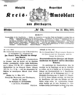 Königlich-bayerisches Kreis-Amtsblatt von Oberbayern (Münchner Intelligenzblatt) Dienstag 22. März 1870