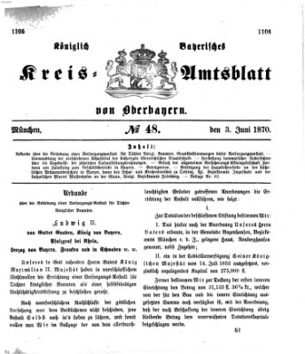 Königlich-bayerisches Kreis-Amtsblatt von Oberbayern (Münchner Intelligenzblatt) Freitag 3. Juni 1870