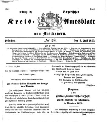 Königlich-bayerisches Kreis-Amtsblatt von Oberbayern (Münchner Intelligenzblatt) Dienstag 5. Juli 1870