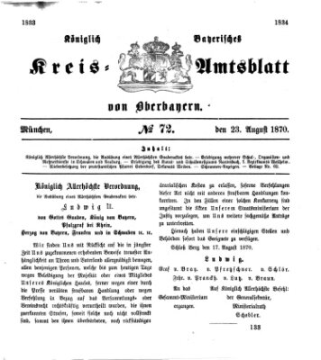 Königlich-bayerisches Kreis-Amtsblatt von Oberbayern (Münchner Intelligenzblatt) Dienstag 23. August 1870