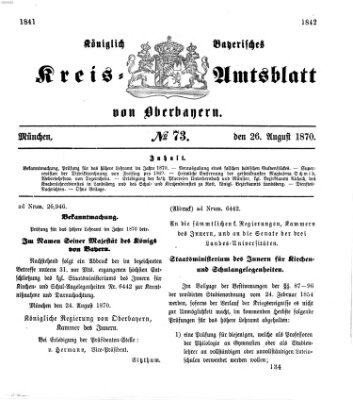 Königlich-bayerisches Kreis-Amtsblatt von Oberbayern (Münchner Intelligenzblatt) Freitag 26. August 1870