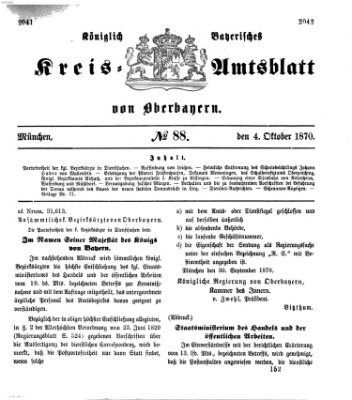 Königlich-bayerisches Kreis-Amtsblatt von Oberbayern (Münchner Intelligenzblatt) Dienstag 4. Oktober 1870