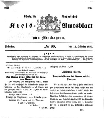 Königlich-bayerisches Kreis-Amtsblatt von Oberbayern (Münchner Intelligenzblatt) Dienstag 11. Oktober 1870