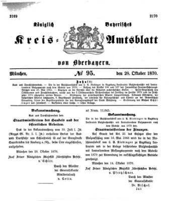 Königlich-bayerisches Kreis-Amtsblatt von Oberbayern (Münchner Intelligenzblatt) Freitag 28. Oktober 1870