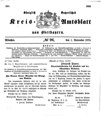 Königlich-bayerisches Kreis-Amtsblatt von Oberbayern (Münchner Intelligenzblatt) Dienstag 1. November 1870