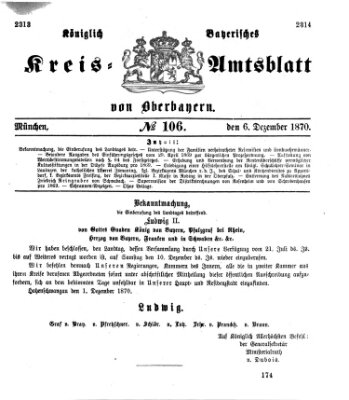 Königlich-bayerisches Kreis-Amtsblatt von Oberbayern (Münchner Intelligenzblatt) Dienstag 6. Dezember 1870