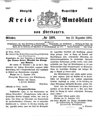 Königlich-bayerisches Kreis-Amtsblatt von Oberbayern (Münchner Intelligenzblatt) Dienstag 13. Dezember 1870