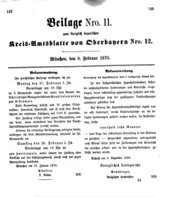 Königlich-bayerisches Kreis-Amtsblatt von Oberbayern (Münchner Intelligenzblatt) Dienstag 8. Februar 1870