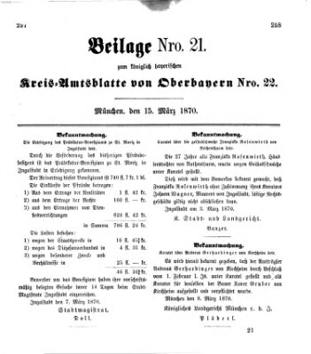 Königlich-bayerisches Kreis-Amtsblatt von Oberbayern (Münchner Intelligenzblatt) Dienstag 15. März 1870