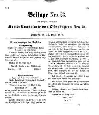 Königlich-bayerisches Kreis-Amtsblatt von Oberbayern (Münchner Intelligenzblatt) Dienstag 22. März 1870