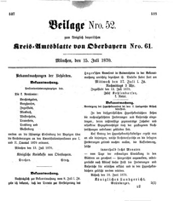 Königlich-bayerisches Kreis-Amtsblatt von Oberbayern (Münchner Intelligenzblatt) Freitag 15. Juli 1870