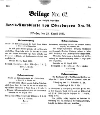 Königlich-bayerisches Kreis-Amtsblatt von Oberbayern (Münchner Intelligenzblatt) Dienstag 23. August 1870