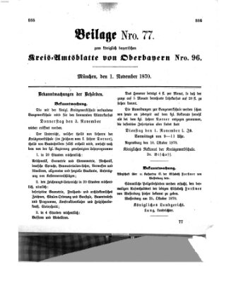 Königlich-bayerisches Kreis-Amtsblatt von Oberbayern (Münchner Intelligenzblatt) Dienstag 1. November 1870