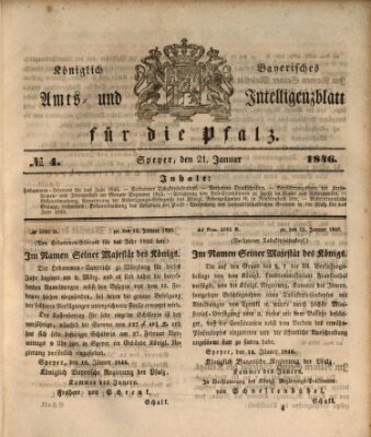 Königlich bayerisches Amts- und Intelligenzblatt für die Pfalz Mittwoch 21. Januar 1846