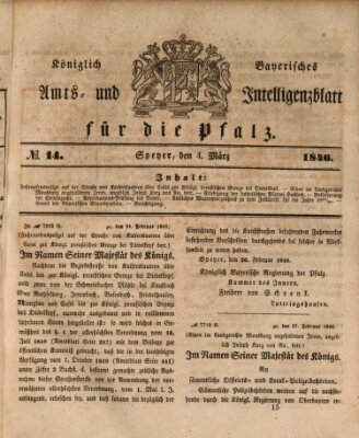 Königlich bayerisches Amts- und Intelligenzblatt für die Pfalz Mittwoch 4. März 1846