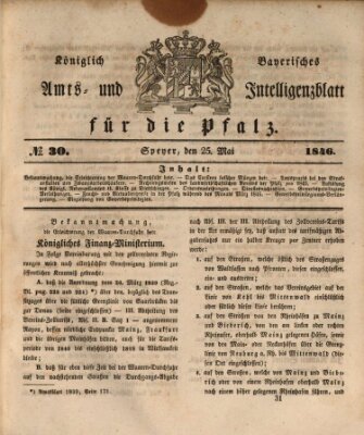 Königlich bayerisches Amts- und Intelligenzblatt für die Pfalz Montag 25. Mai 1846