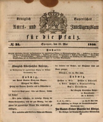 Königlich bayerisches Amts- und Intelligenzblatt für die Pfalz Freitag 29. Mai 1846