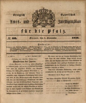 Königlich bayerisches Amts- und Intelligenzblatt für die Pfalz Samstag 5. September 1846