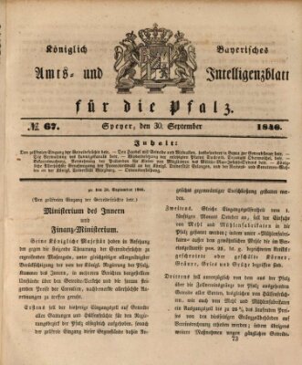 Königlich bayerisches Amts- und Intelligenzblatt für die Pfalz Mittwoch 30. September 1846