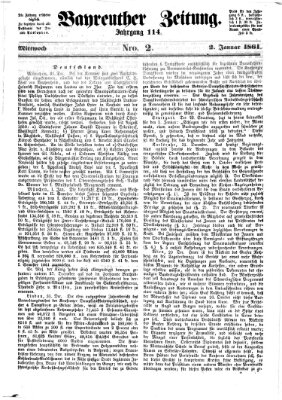 Bayreuther Zeitung Mittwoch 2. Januar 1861