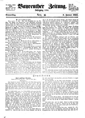 Bayreuther Zeitung Donnerstag 3. Januar 1861