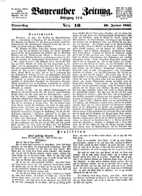 Bayreuther Zeitung Donnerstag 10. Januar 1861