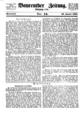 Bayreuther Zeitung Samstag 12. Januar 1861