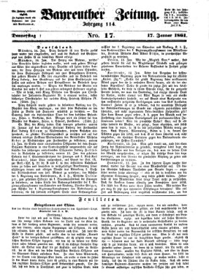 Bayreuther Zeitung Donnerstag 17. Januar 1861