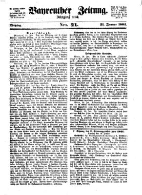 Bayreuther Zeitung Montag 21. Januar 1861