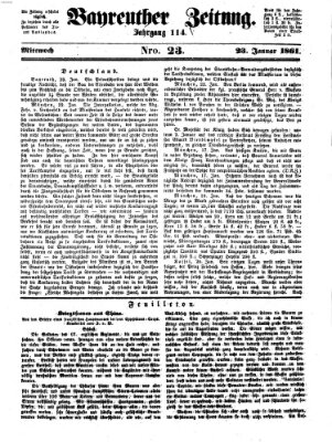 Bayreuther Zeitung Mittwoch 23. Januar 1861