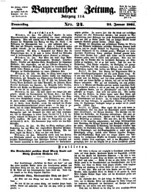 Bayreuther Zeitung Donnerstag 24. Januar 1861