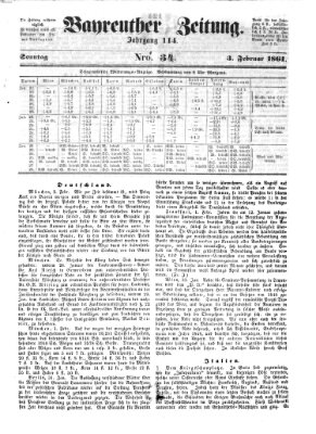 Bayreuther Zeitung Sonntag 3. Februar 1861