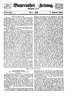 Bayreuther Zeitung Donnerstag 7. Februar 1861