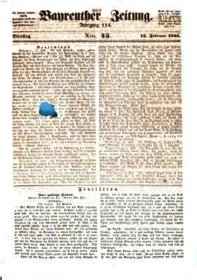 Bayreuther Zeitung Dienstag 12. Februar 1861