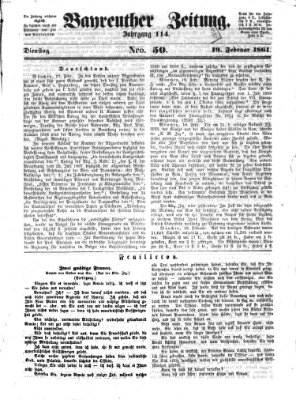 Bayreuther Zeitung Dienstag 19. Februar 1861