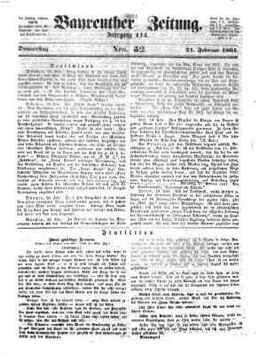 Bayreuther Zeitung Donnerstag 21. Februar 1861