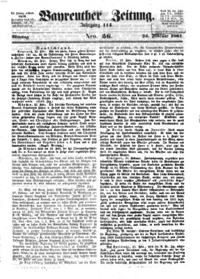 Bayreuther Zeitung Montag 25. Februar 1861